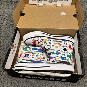NIB Converse All Star High Top Little Boy Sneakers size 12 in dinosaur print